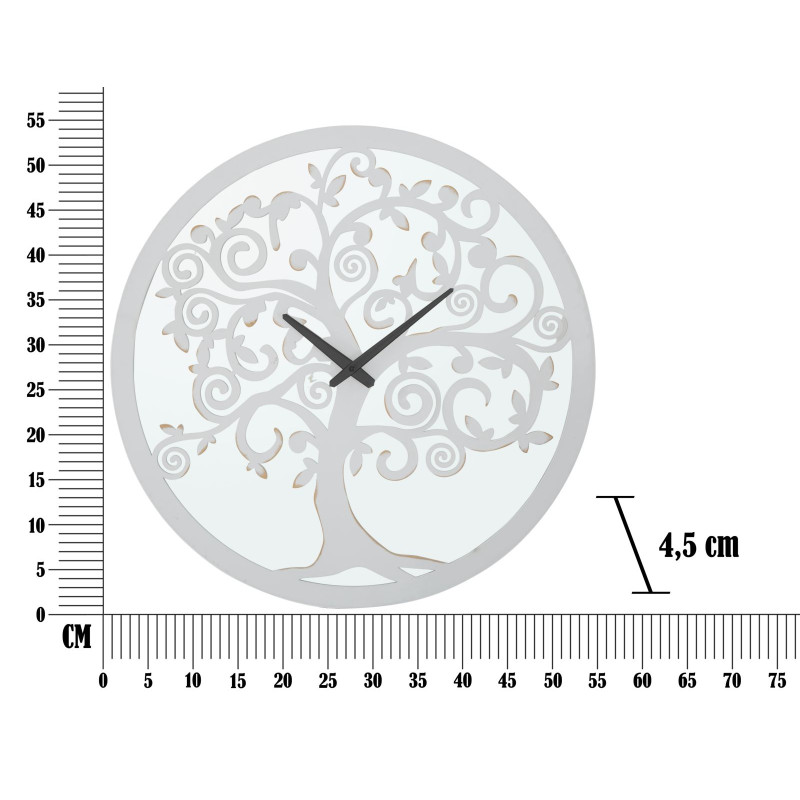 HORLOGE MURALE ARBRE BLANC CM Ø 55X4,5