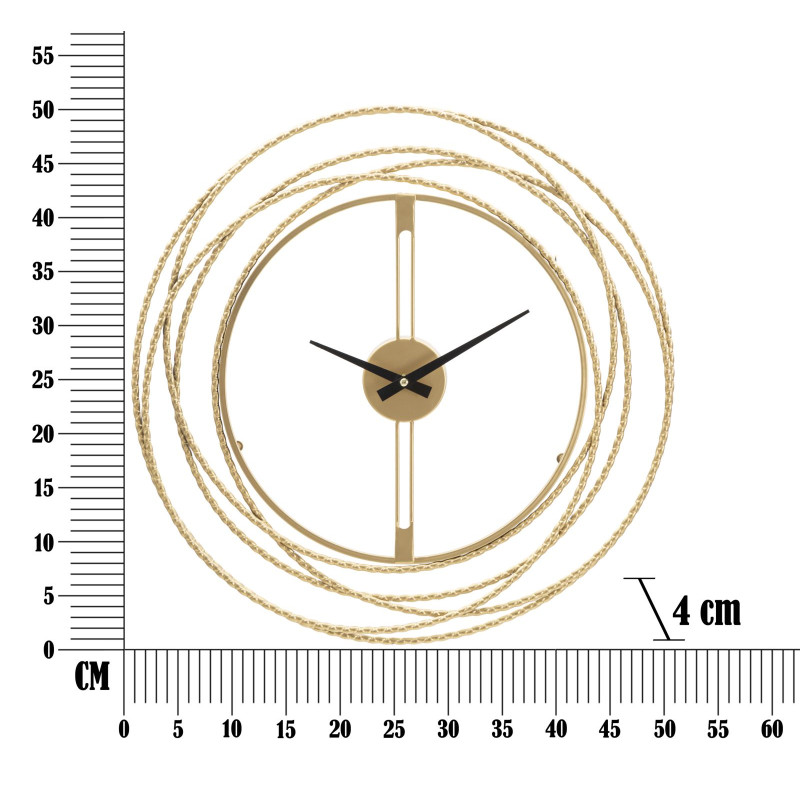 HORLOGE MURALE À BANDES DORÉES CM Ø 50X4