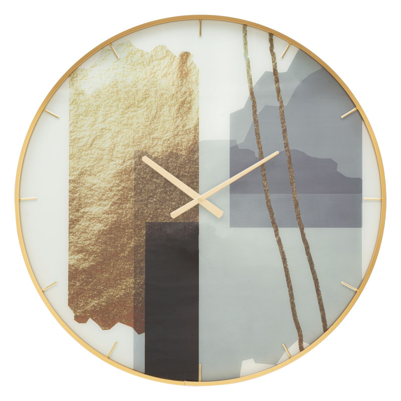 HORLOGE À MOTIF EN VERRE CM Ø 80X5
