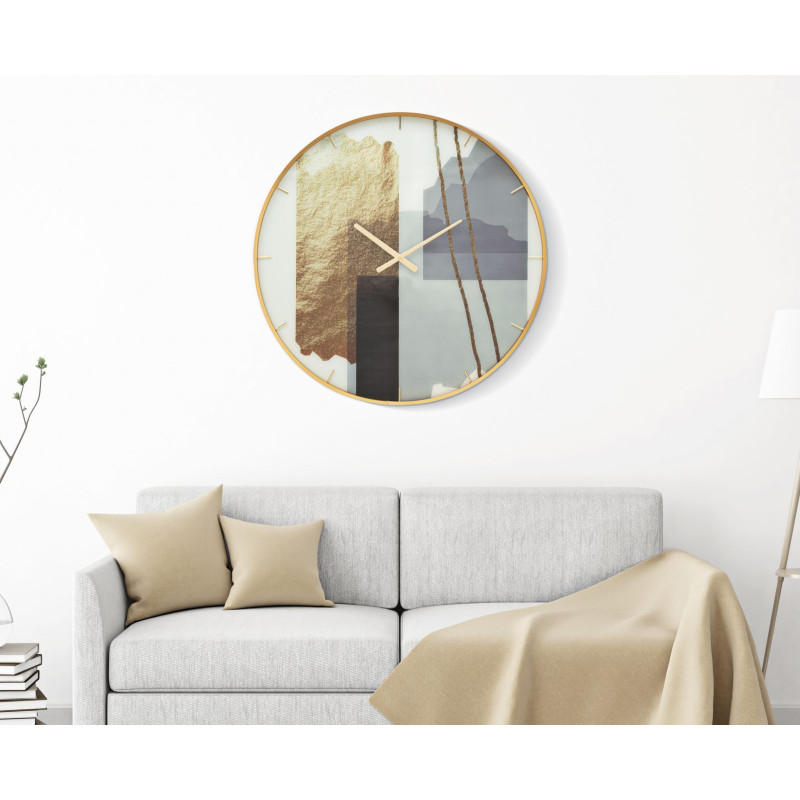 HORLOGE À MOTIF EN VERRE CM Ø 80X5