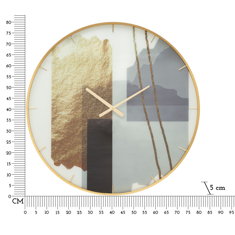 HORLOGE À MOTIF EN VERRE CM Ø 80X5