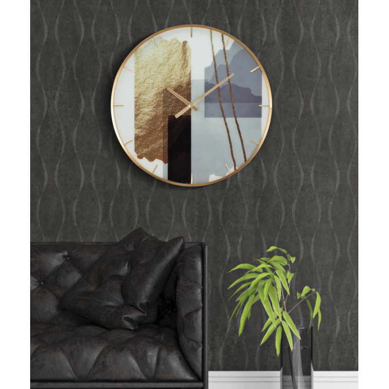 HORLOGE À MOTIF EN VERRE CM Ø 60X5
