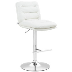 Tabouret de bar Damar, similicuir, chrome et blanc
