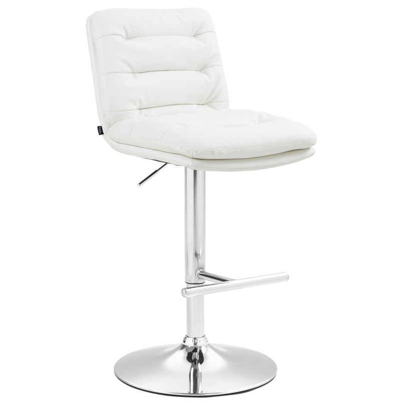Tabouret de bar Damar, similicuir, chrome et blanc
