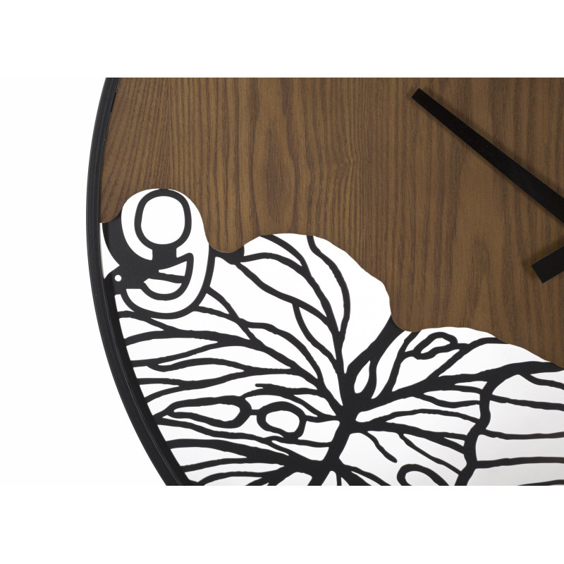 HORLOGE MURALE EN BOIS/FEUILLES CM Ø 60X2