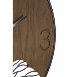 HORLOGE MURALE EN BOIS/FEUILLES CM Ø 60X2