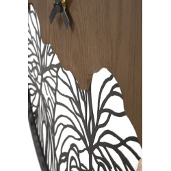 HORLOGE MURALE EN BOIS/FEUILLES CM Ø 60X2