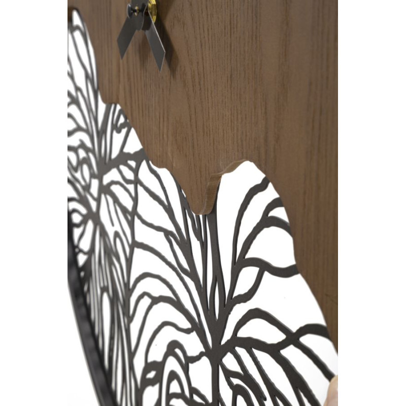 HORLOGE MURALE EN BOIS/FEUILLES CM Ø 60X2