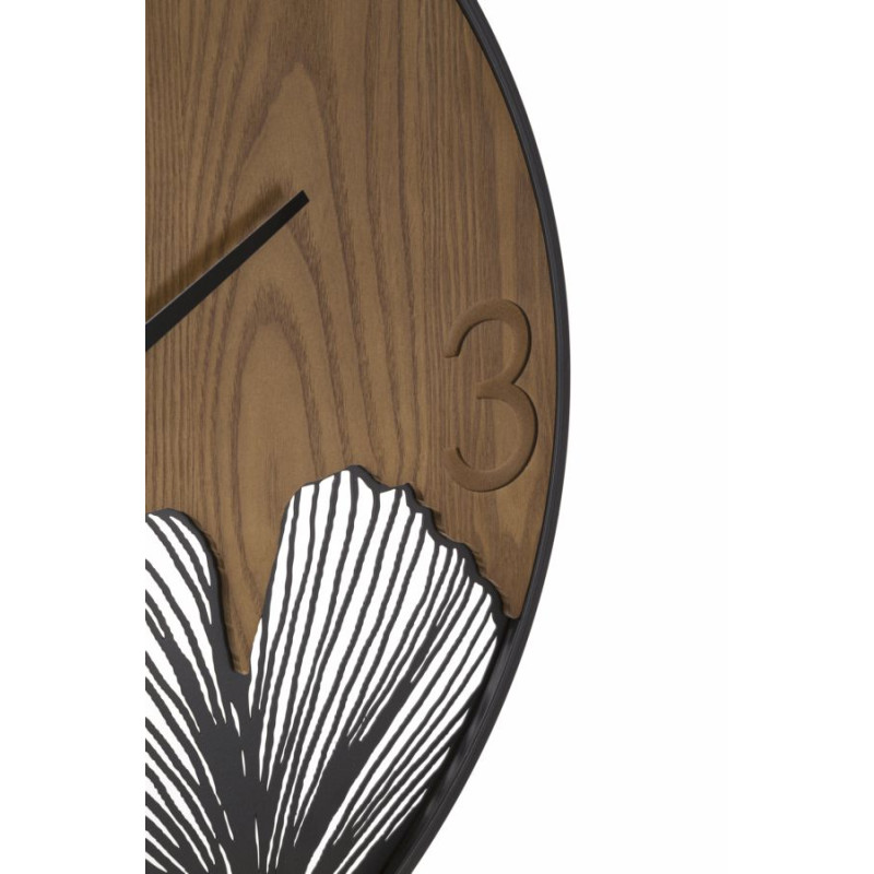 SUPER HORLOGE MURALE EN BOIS/FEUILLE CM Ø 60X2