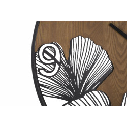 SUPER HORLOGE MURALE EN BOIS/FEUILLE CM Ø 60X2