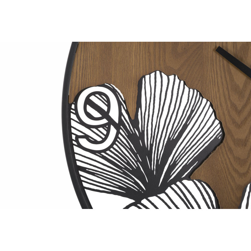 SUPER HORLOGE MURALE EN BOIS/FEUILLE CM Ø 60X2