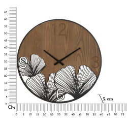 SUPER HORLOGE MURALE EN BOIS/FEUILLE CM Ø 60X2