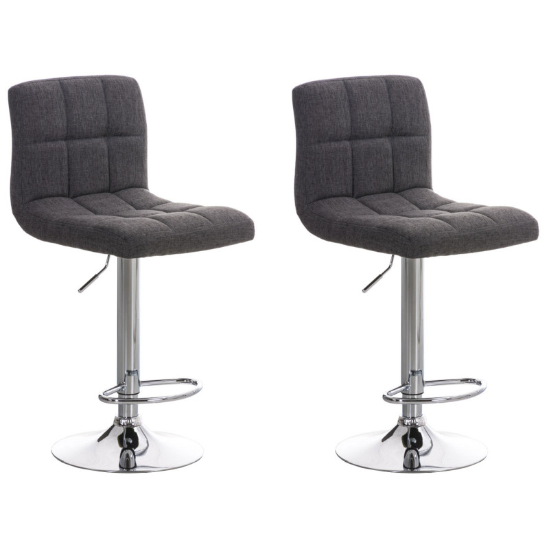 Lot de 2 tabourets de bar Pérou TISSU C gris clair