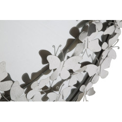 MIROIR PAPILLON ROND ARGENTÉ CM Ø 91X3X94