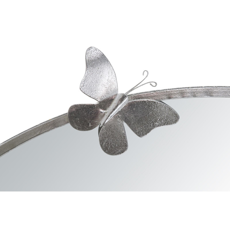 MIROIR PAPILLON ROND ARGENTÉ CM Ø 91X3X94