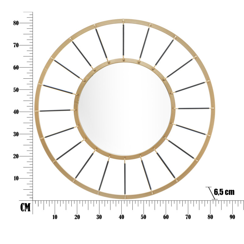 MIROIR MURAL GLAM DARK CM Ø 81X6,5 (DIMENSION DU MIROIR CM Ø 41,5)
