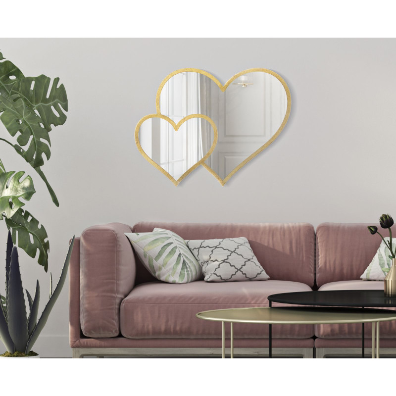 MIROIR GLAM DOUBLE COEUR 65X2X50 CM