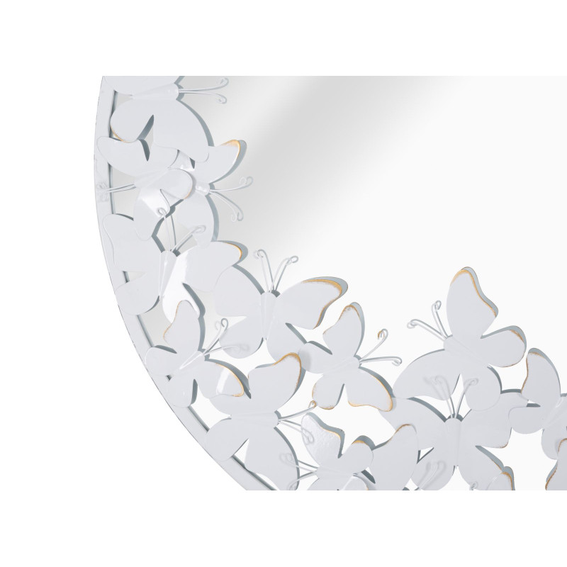 MIROIR ROND PAPILLON BLANC CM 62,5X2,3