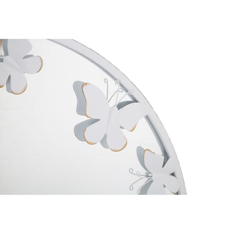 MIROIR ROND PAPILLON BLANC CM 62,5X2,3