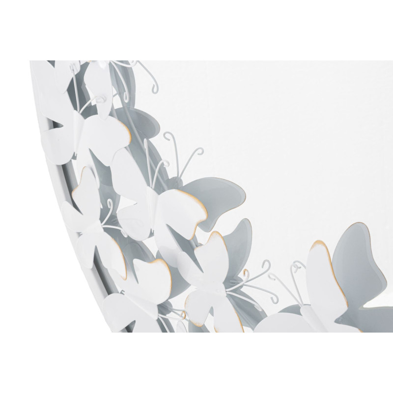 MIROIR ROND PAPILLON BLANC CM 62,5X2,3