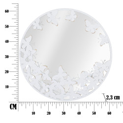 MIROIR ROND PAPILLON BLANC CM 62,5X2,3