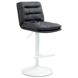 Tabouret de bar Damar en cuir artificiel blanc noir