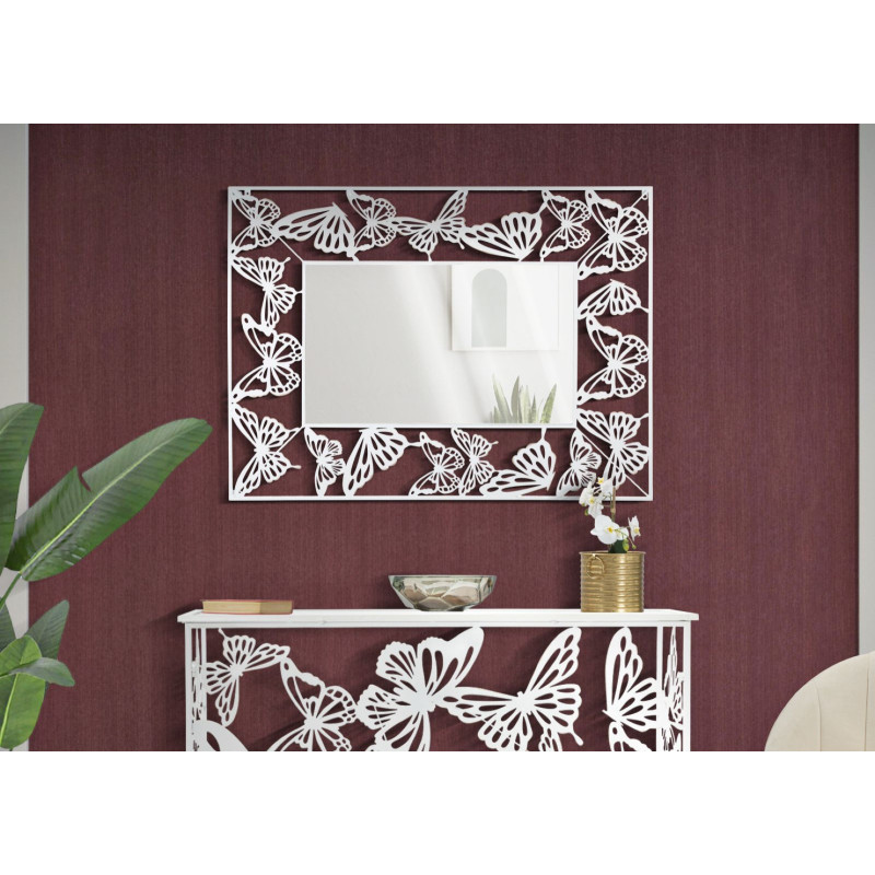 MIROIR PAPILLON BLANC 85X1X115 CM