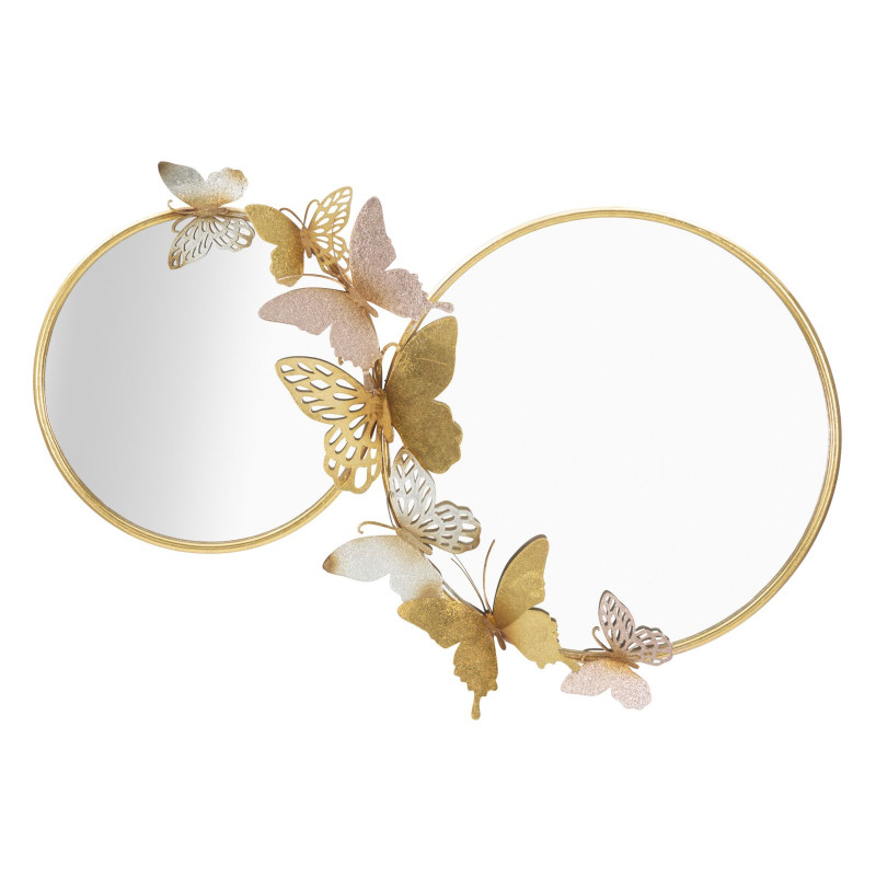 MIROIR MURAL DOUBLE PAPILLON ROSE CM 81X3X52,5