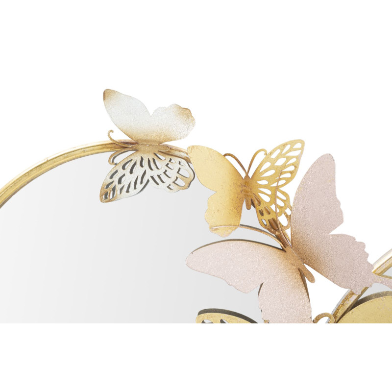 MIROIR MURAL DOUBLE PAPILLON ROSE CM 81X3X52,5