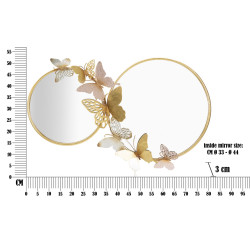MIROIR MURAL DOUBLE PAPILLON ROSE CM 81X3X52,5