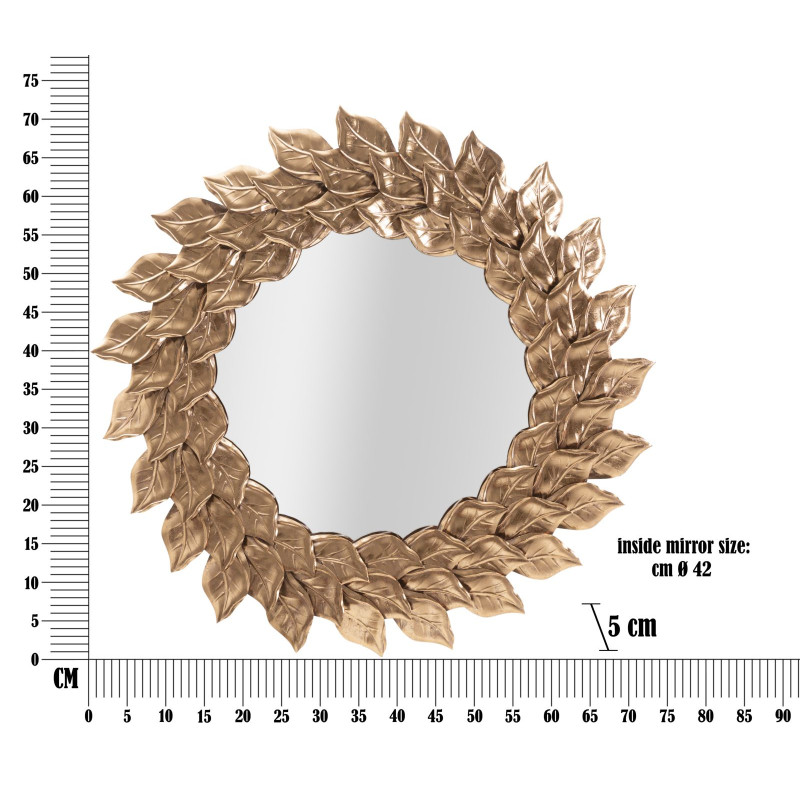 MIROIR MURAL GLAM PETAL CUIVRE CM Ø 73X5