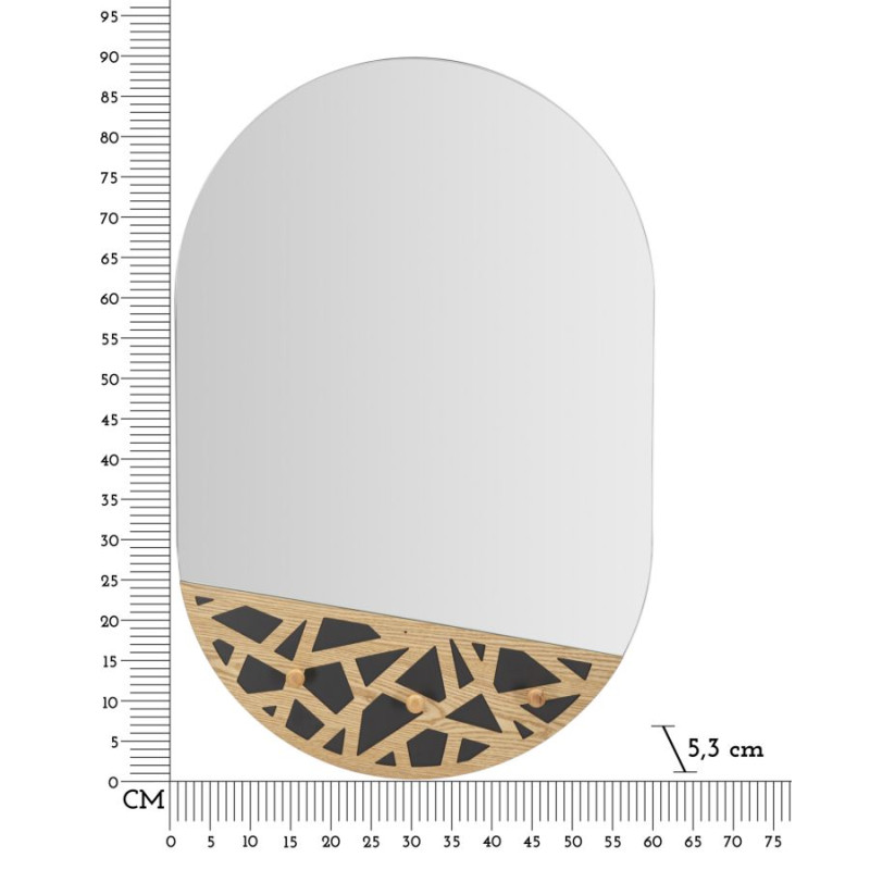 MIROIR MURAL AVEC CINTRES CARV CM 60X5.3X90