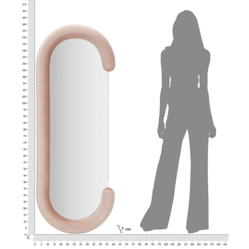 MIROIR MURAL EN VELOURS ROSE CHANTAL CM 60X7X160