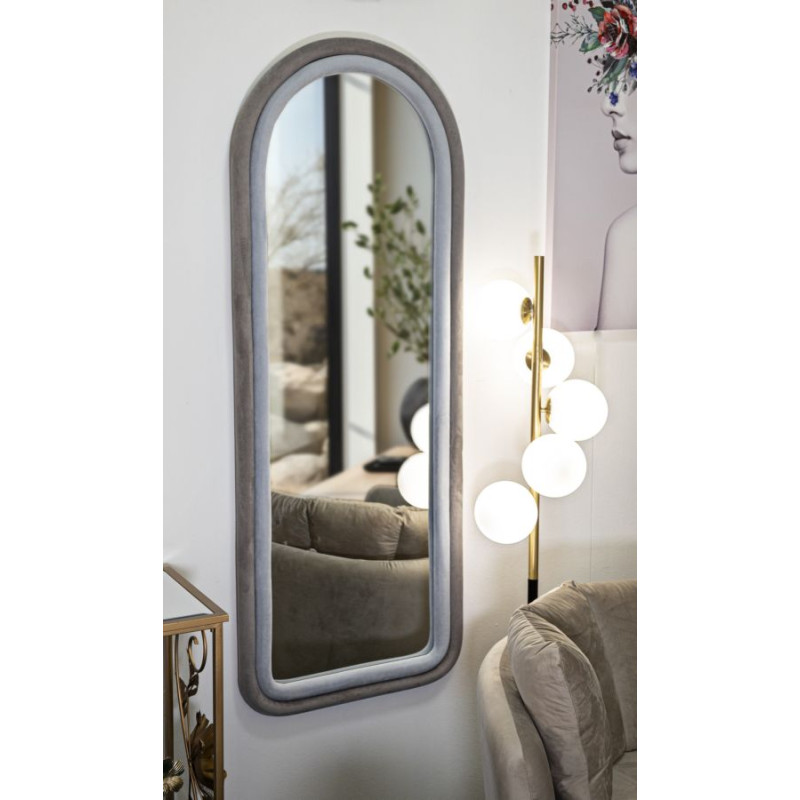 MIROIR MURAL CLOE VELOURS GRIS CM 60X4X160
