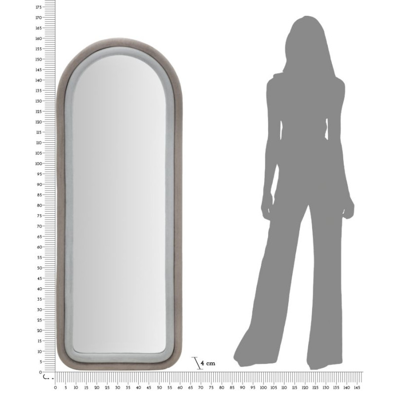 MIROIR MURAL CLOE VELOURS GRIS CM 60X4X160