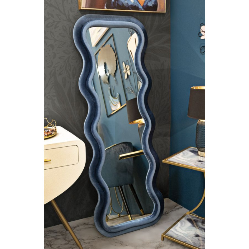 MIROIR MURAL EMILY VELOURS BLEU CM 60X6X160