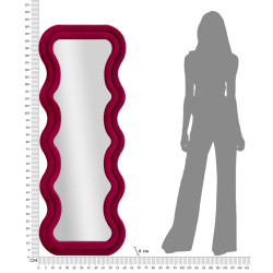 MIROIR MURAL EN VELOURS FUCHSIA EMILY 60X6X160 CM (DIMENSION DU MIROIR 42X144 CM)