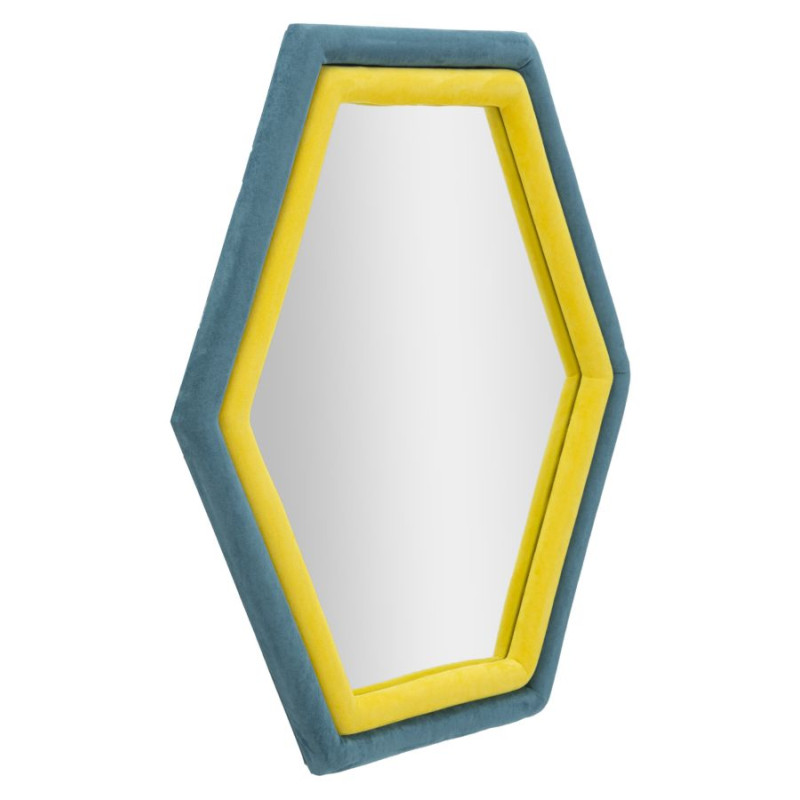 MIROIR MURAL TONY VELOURS BLEU/JAUNE CM 75X4X80