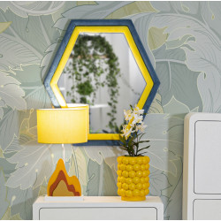 MIROIR MURAL TONY VELOURS BLEU/JAUNE CM 75X4X80