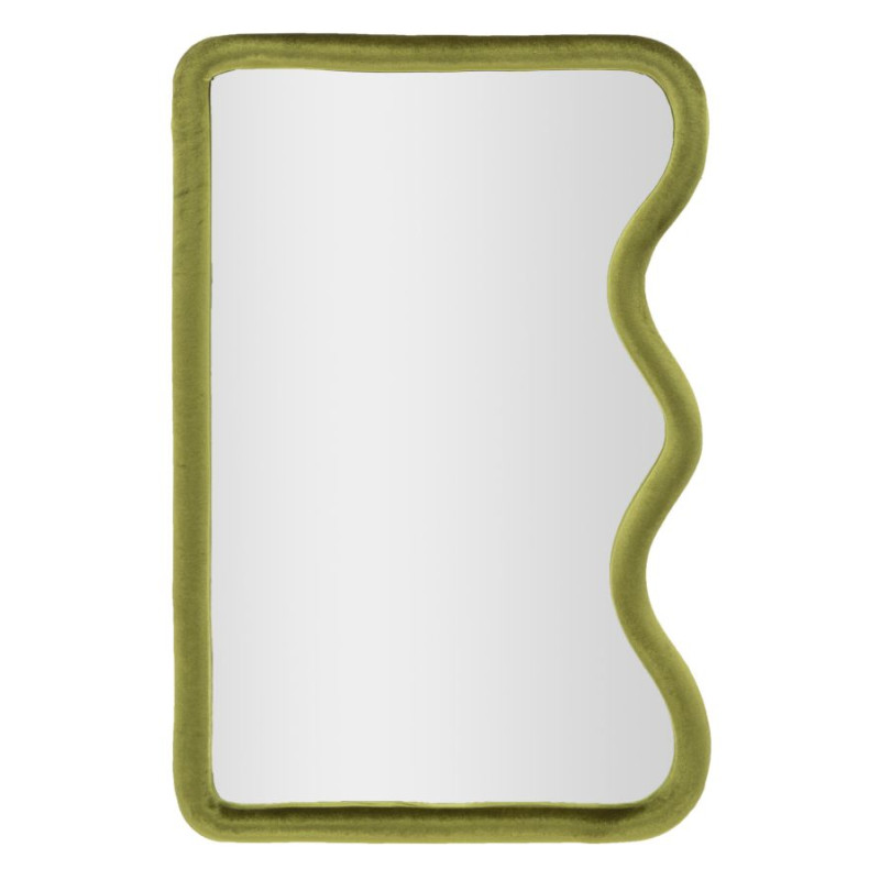 MIROIR MURAL EN VELOURS VERT TOD CM 60X4X90