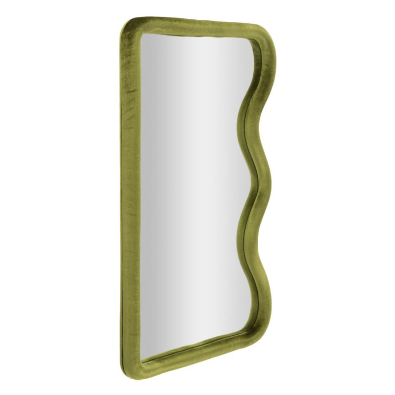 MIROIR MURAL EN VELOURS VERT TOD CM 60X4X90