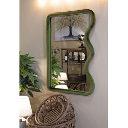 MIROIR MURAL EN VELOURS VERT TOD CM 60X4X90