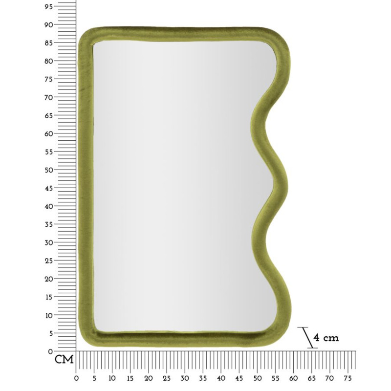 MIROIR MURAL EN VELOURS VERT TOD CM 60X4X90