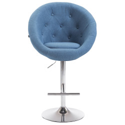 Tabouret de bar London V2 tissu chromé bleu