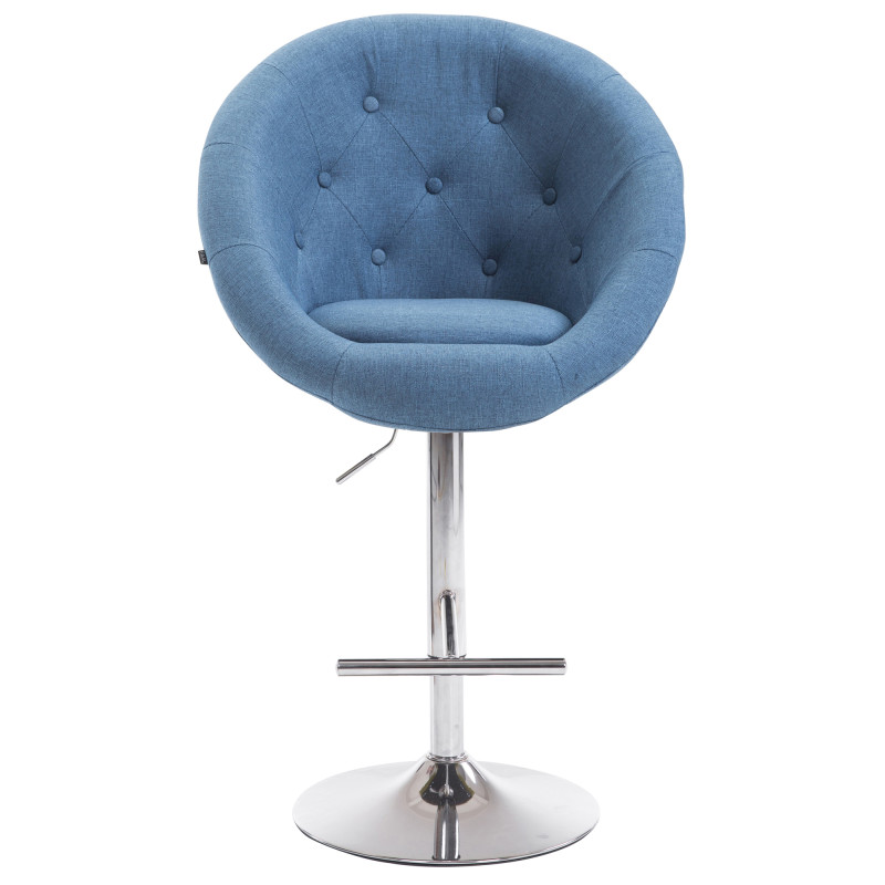 Tabouret de bar London V2 tissu chromé bleu