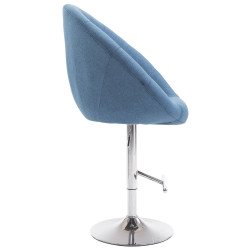 Tabouret de bar London V2 tissu chromé bleu