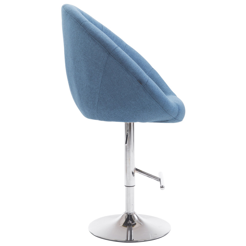 Tabouret de bar London V2 tissu chromé bleu