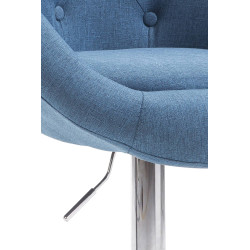 Tabouret de bar London V2 tissu chromé bleu