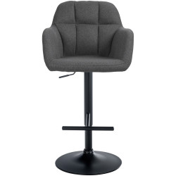 Tabouret de bar Natoma tissu noir gris foncé