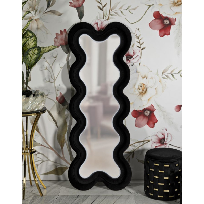 MIROIR MURAL MONICA NOIR CM 58X4X160 (DIMENSION DU MIROIR CM 39X124)